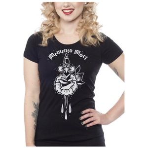 Sourpuss ** Memento Mori ** Rockabilly Pinup Tattoo Tee sz L NEW
